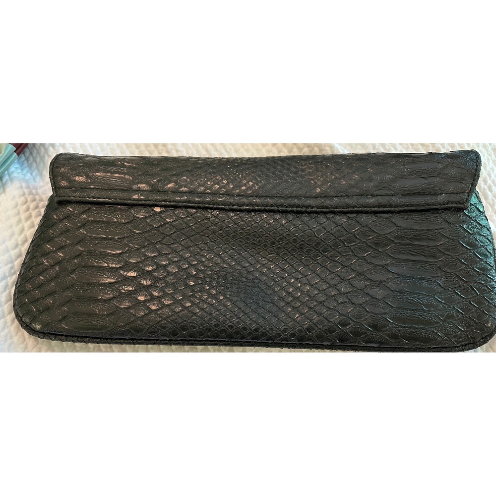 Chinese Laundry Black Snakeskin leather Embossed Clutch‎ Evening Bag  Detail - Picture 4 of 4